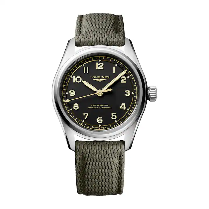 Longines Spirit Pilot 3 Hands 39mm Mens Watch Rubber Black MPN: L38094539