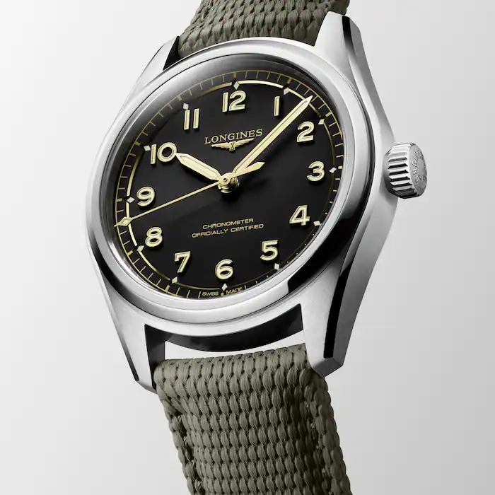 Longines Spirit Pilot 3 Hands 39mm Mens Watch Rubber Black MPN: L38094539