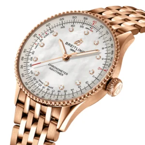 Breitling Navitimer 36mm Ladies Watch White Mother Of Pearl 18k Red Gold MPN: R17327211A1R1
